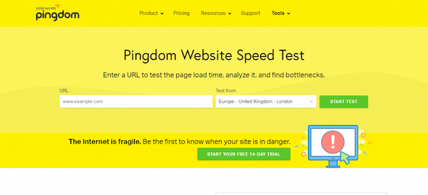 Kiểm tra tốc độ website Pingdom
